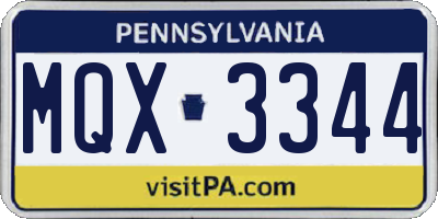 PA license plate MQX3344