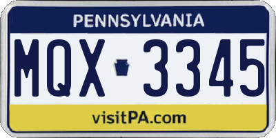 PA license plate MQX3345