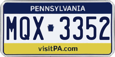 PA license plate MQX3352