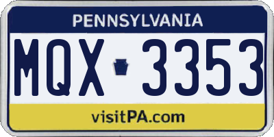 PA license plate MQX3353
