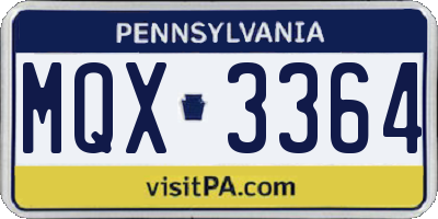 PA license plate MQX3364