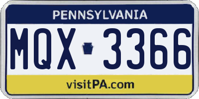 PA license plate MQX3366