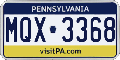 PA license plate MQX3368