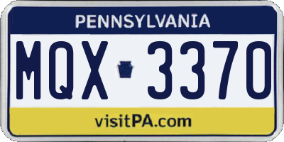 PA license plate MQX3370