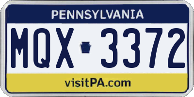 PA license plate MQX3372