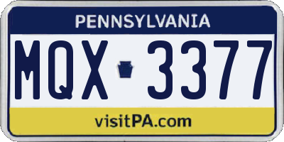 PA license plate MQX3377