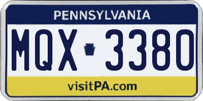 PA license plate MQX3380