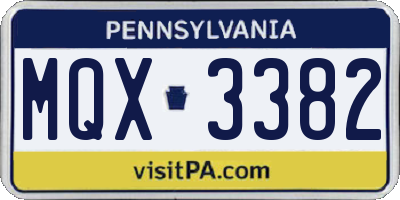 PA license plate MQX3382