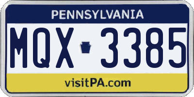 PA license plate MQX3385