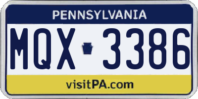 PA license plate MQX3386