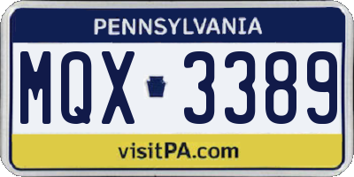 PA license plate MQX3389