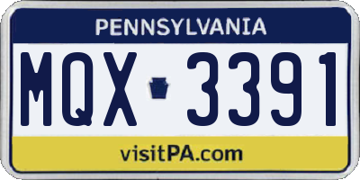 PA license plate MQX3391