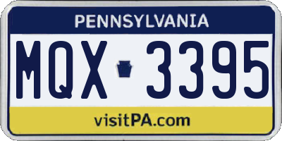 PA license plate MQX3395