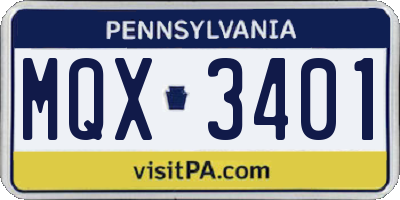 PA license plate MQX3401