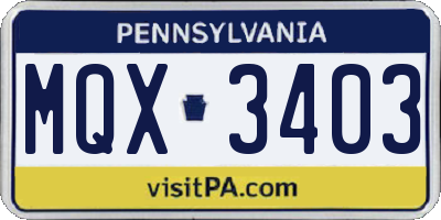 PA license plate MQX3403
