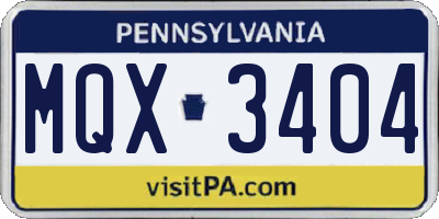 PA license plate MQX3404