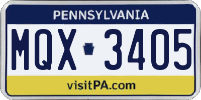 PA license plate MQX3405