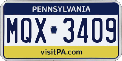 PA license plate MQX3409