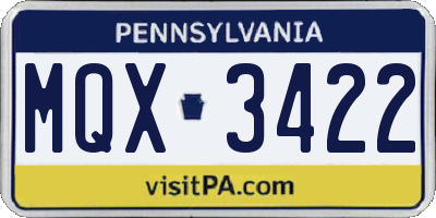 PA license plate MQX3422