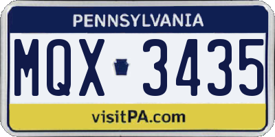 PA license plate MQX3435