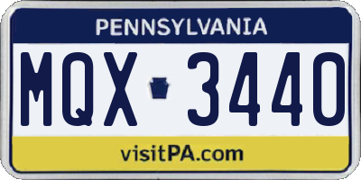 PA license plate MQX3440