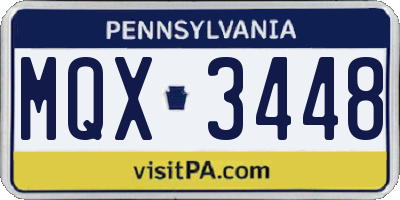 PA license plate MQX3448