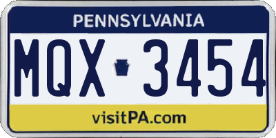 PA license plate MQX3454