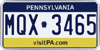 PA license plate MQX3465