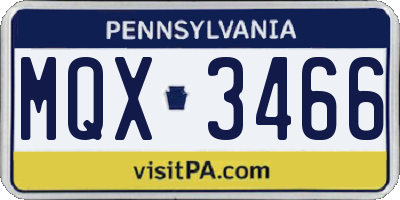 PA license plate MQX3466