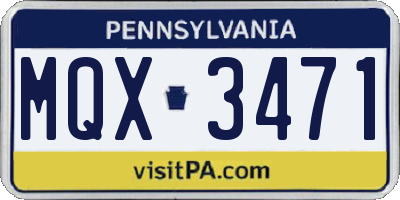 PA license plate MQX3471