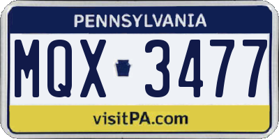 PA license plate MQX3477