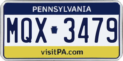 PA license plate MQX3479