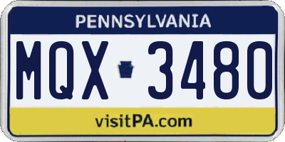 PA license plate MQX3480