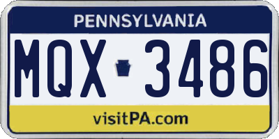 PA license plate MQX3486