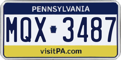 PA license plate MQX3487