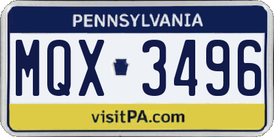PA license plate MQX3496