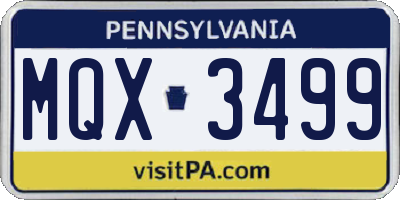 PA license plate MQX3499