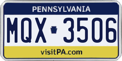 PA license plate MQX3506