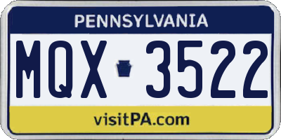 PA license plate MQX3522