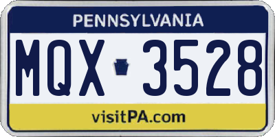 PA license plate MQX3528