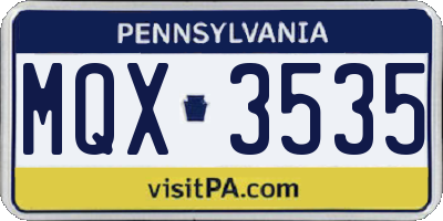 PA license plate MQX3535