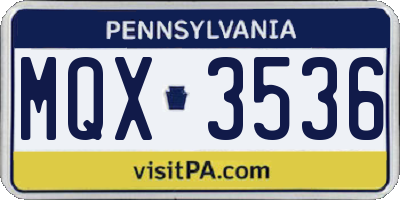 PA license plate MQX3536
