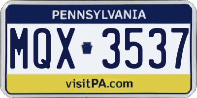 PA license plate MQX3537