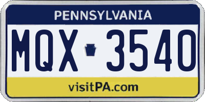 PA license plate MQX3540
