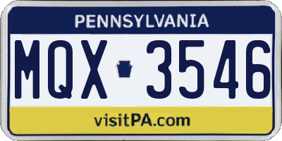 PA license plate MQX3546
