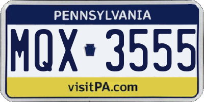 PA license plate MQX3555