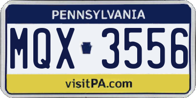 PA license plate MQX3556