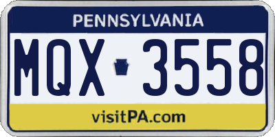 PA license plate MQX3558