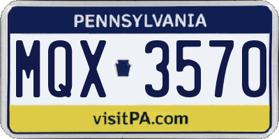 PA license plate MQX3570