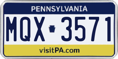 PA license plate MQX3571